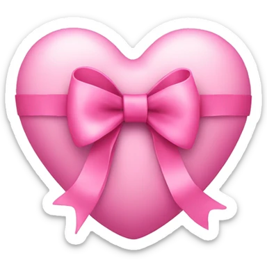a pink heart wrapped by a bow sticker