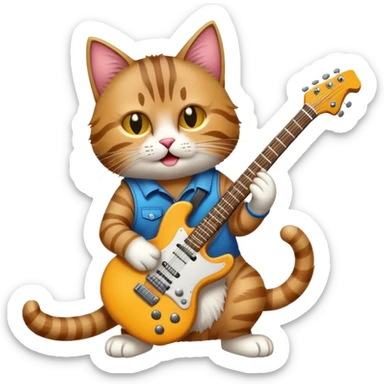Cat playing electric guitar  sticker