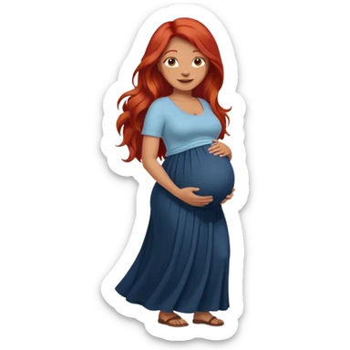 Make a strong women with long red hair, pregnant with maxi skirt, pretty and grown up, tanner sticker