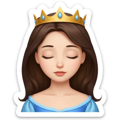 a brunette hair beautiful princess closing her eyes calmly sticker