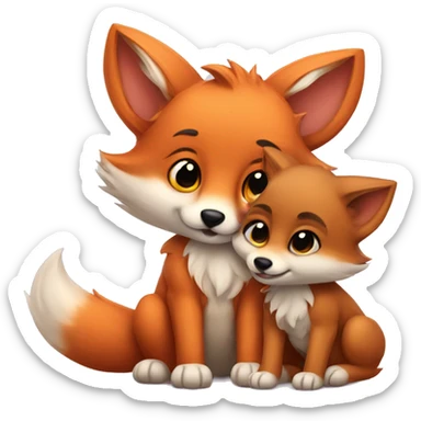 Baby fox and baby wolf friends sticker