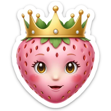 soft pink strawberry with cute face and crown sticker