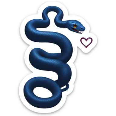 black snake holding dark blue heart sticker