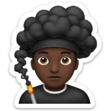 A pitch black head covered in black smoke  sticker
