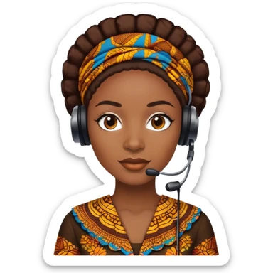 black female customer support agent wearing ankara sticker