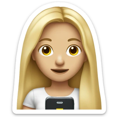girl with long blonde hair holding smartphone and texting a message sticker