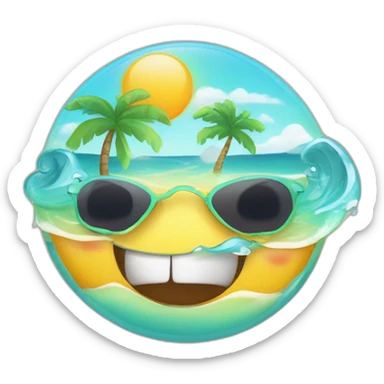 amongus con anteojos de sol tomando sol en la playa sticker