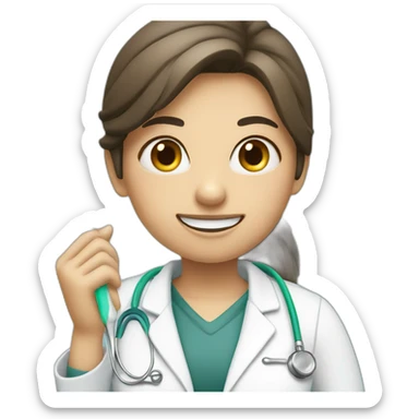 dentist girl with a toothbrush in his hand sticker