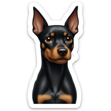 Black pinscher whit white sticker
