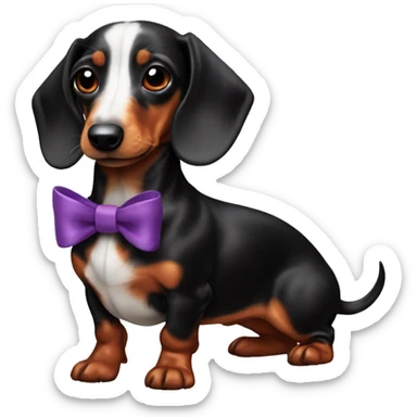 arlequin daschund with bow in his fur  sticker