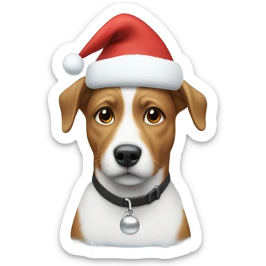 Dog in Santa hat snow sticker