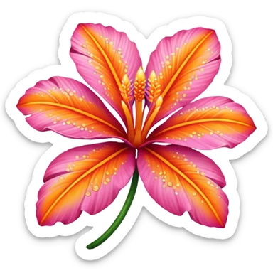 sparkly pink and orange tropical flower  sticker
