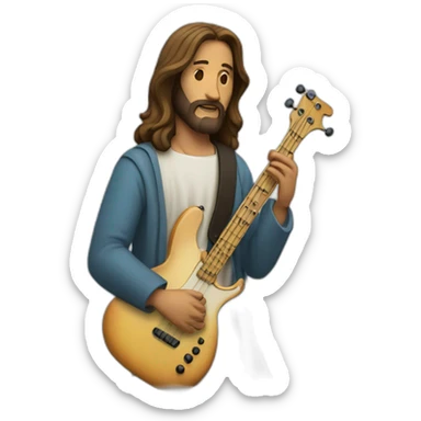 Jesus playing bass guitar sticker