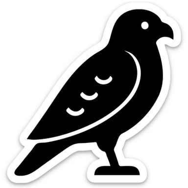 common buzzard standing in profile, minimal flat icon style sticker