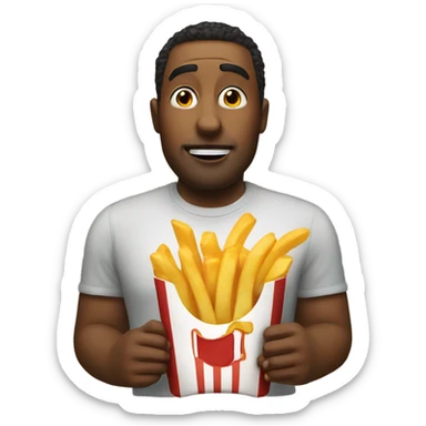 Big man eating fries sticker