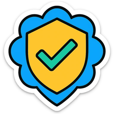 verified badge icon, checkmark in a shield, trustworthy and official look sticker