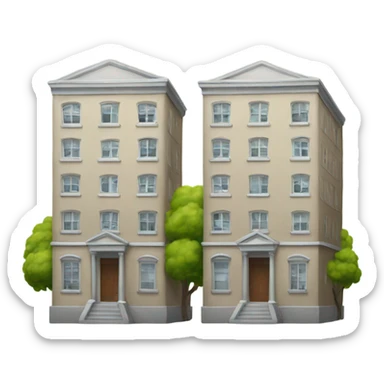 Two building standing next too each other sticker