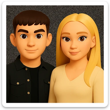 Keep everything as is but slightly spread out the people. Do not change the background or details. The style should match the style in the provided image. sticker