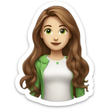 girl, with long brown hair and green eyes sticker