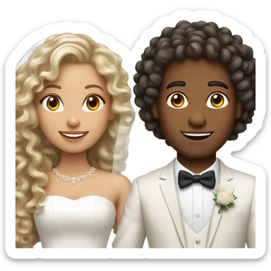 a wedding the man light skin with medium curly hair and the women light skin with long curly hair sticker