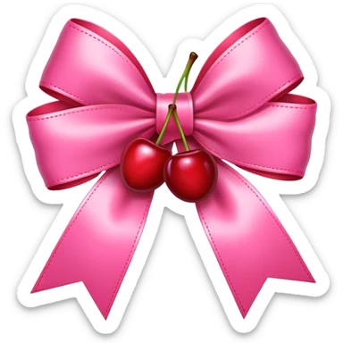 pink bow with cherries sticker