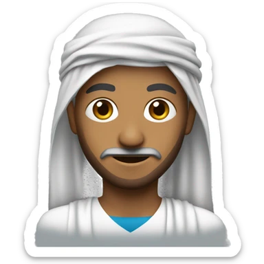 Une personne en tenue arabe avec un drapeau avec une croix de david bleue sticker