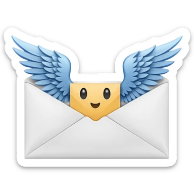 Envelope with wings sticker