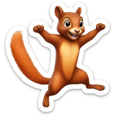 jumping female squirrel orange burnt with big tail
 sticker
