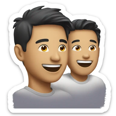 asian guy with black guy laughing sticker