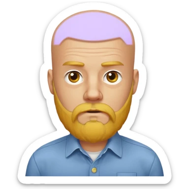 bald man with long yellow beard and shirts sticker