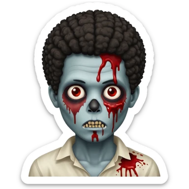 zombie boy with afro and blood on face sticker
