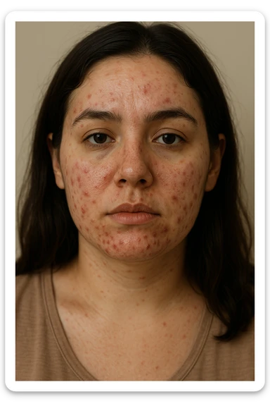 donna con acne e pelle impura per la pcos sticker