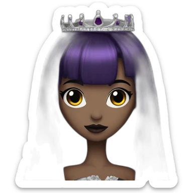 Elissabat-with-bangs-long-hair-dark-purple-and-black-vampire-goth-makeup-crown sticker