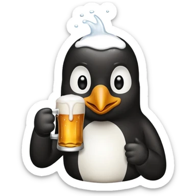 un pingouin réaliste qui boit une bière  sticker