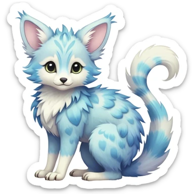 Feral Rare Fantasy cute pastel Vernid-Trico-species by LiLaiRa, random markings, tufted tail, tufted ears, full body sticker