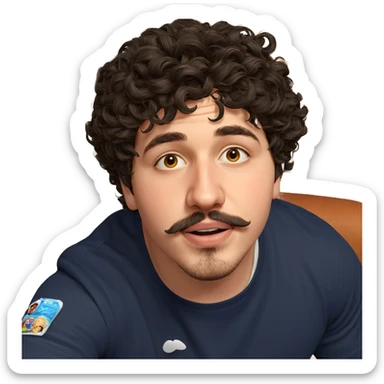 male portrait with mustache sticker