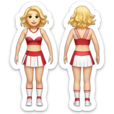 Full body Caucasian curvy cheerleader back and front views sticker