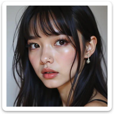 Lisa from Blackpink, close-up portrait, photorealistic, cool expression, modern style sticker