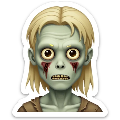 zombie boy with long dark blonde hair sticker