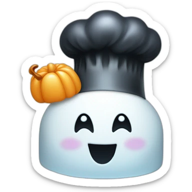 ghost wearing chef's hat with chef's kiss sticker
