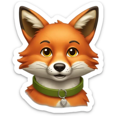 Red fox with olive green collar sticker