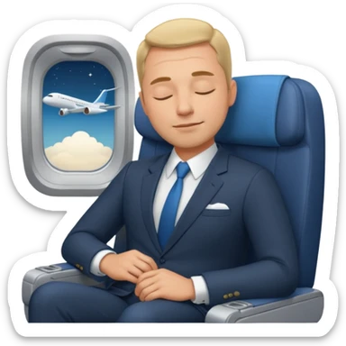 A handsome 45 year old man sleeping blissfully on an international flight. sticker