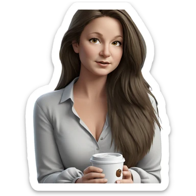 girl with coffee by window sticker