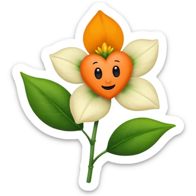 Green stem, white bud with black cartoony face: ;p. And six heart shaped yellowish orange petals sticker