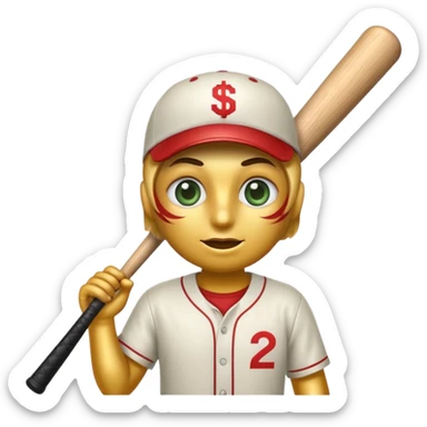 the 💣 emoji holding a baseball bat with money sign eyes sticker