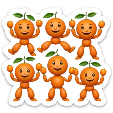 Кумедна мімішна мандаринка. 6 штук. з ручками і ніжками. У різних позах sticker