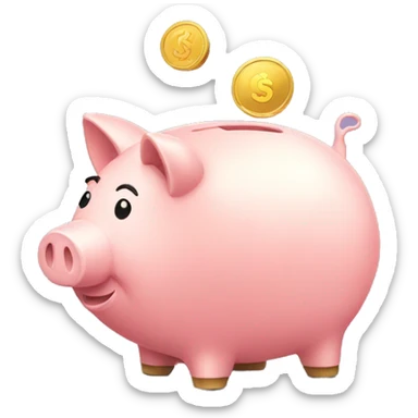Piggy bank with coin sticker
