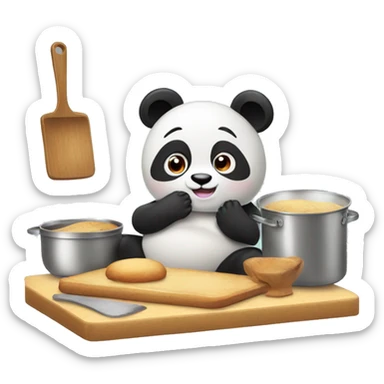 Panda baking in the kitchen sticker