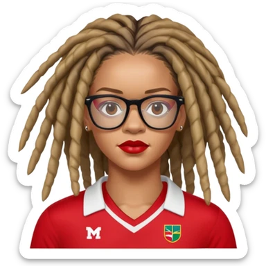Rihanna soccer mom dreadlocks island red and white jersey cool eyeglasses sticker