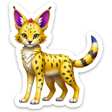 Cute Kawaii Epic Colorful Sergal-Serval-Vernid full body sticker